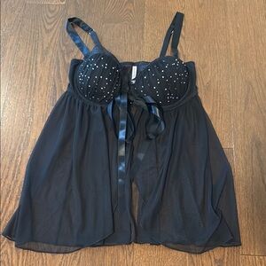 Victoria’s Secret Sexy Little Things 36D Black Sheer Babydoll Lingerie